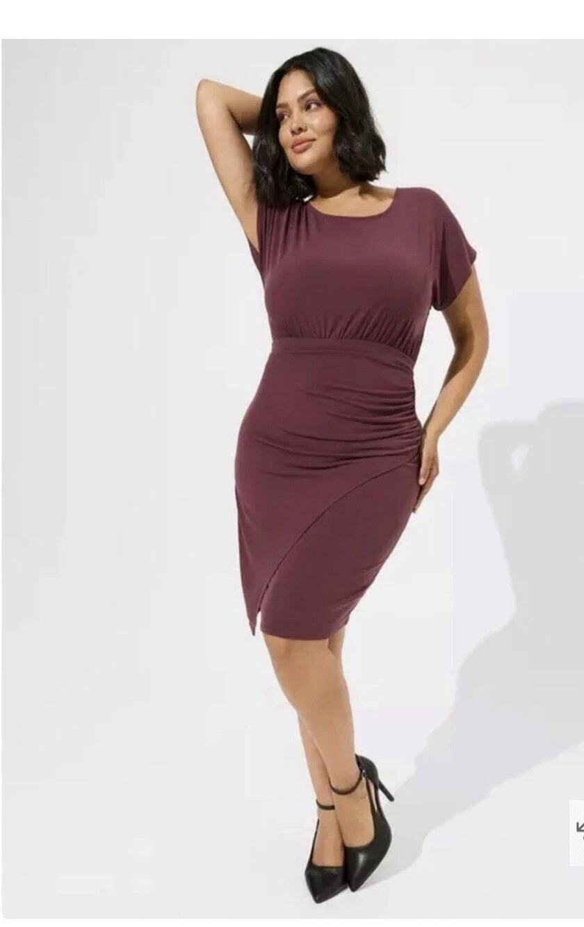 Torrid Burgundy Wrap Style Midi Dress Size 2X Professional Career Versatile